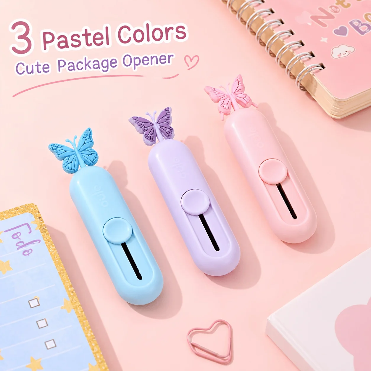 1Pc Random‑Color Butterfly‑Shaped Utility Knife, Portable Express Package Opener, Cutter for Office, Unboxing & DIY