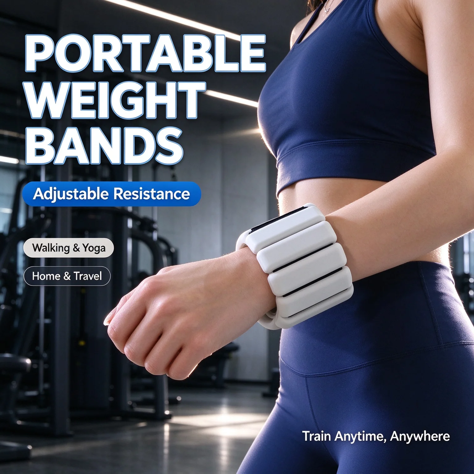 Unisex Adjustable Silicone Weighted Wrist Ankle Bracelets, 1LB/2LB Hand & Foot Weights for Yoga Pilates Gym Strength Training