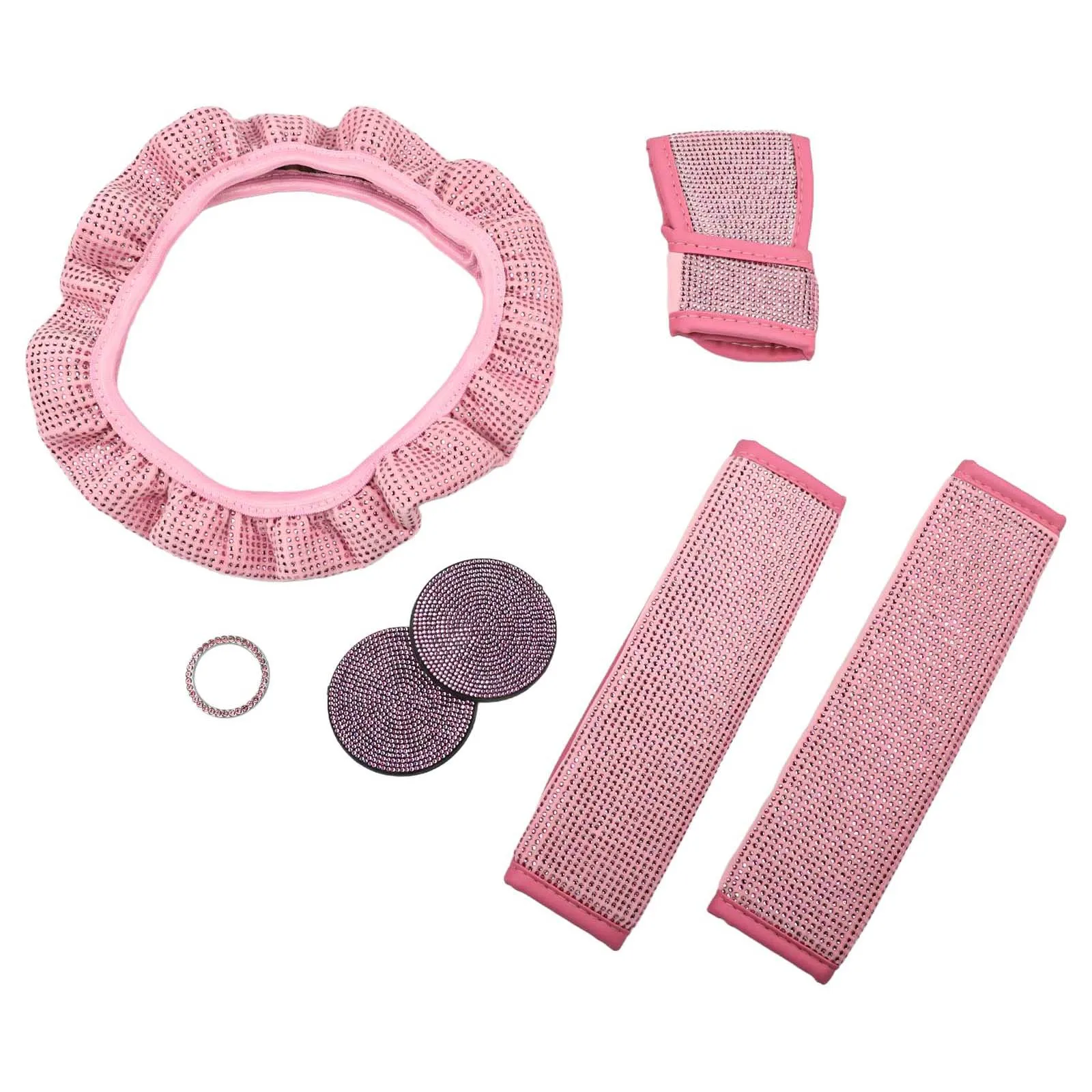 

Luxury Rhinestone Steering Wheel Cover Set with Gear Shift Cover & Seat Belt Protectors for a Glamorous Car Interior