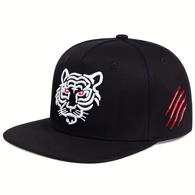 Unisex Tiger Embroidered Hip-hop Hats Outdoor Adjustable Casual Baseball Caps Sunscreen Hat