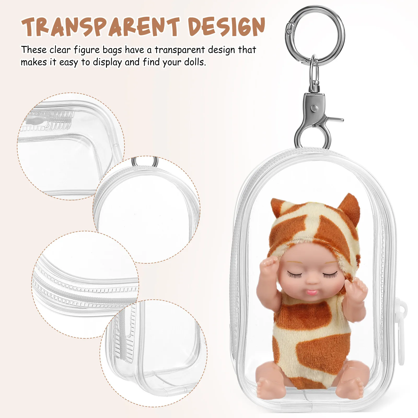 

Прозрачные сумки-чехлы (4 шт.) с брелоком, водонепроницаемые, на молнии, для мини-фигурок, легкие, удобные для путешествий
