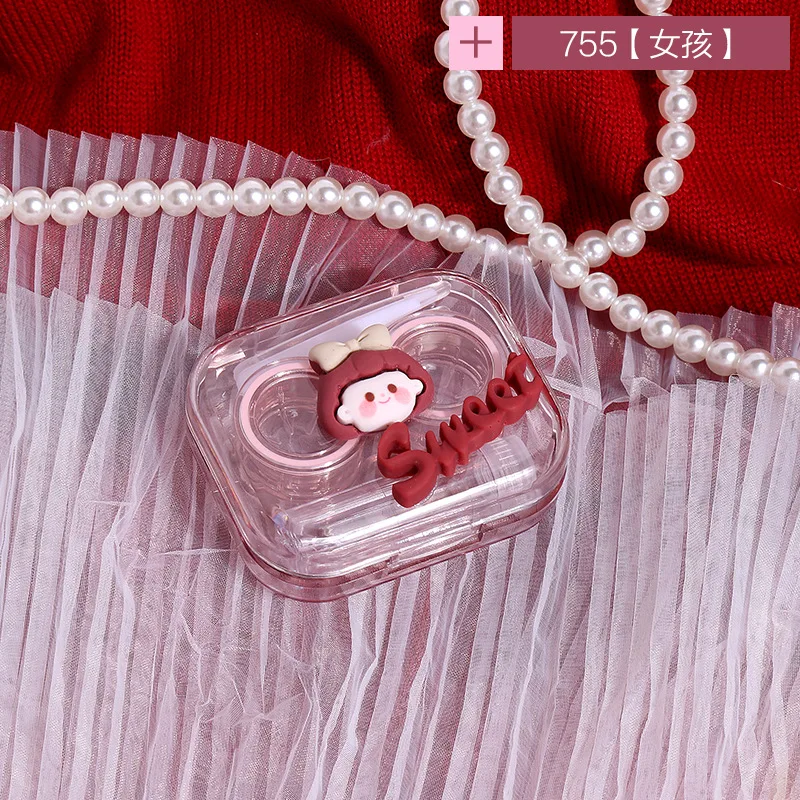 KLASSNUM Brief Colorful Transparent Contact lens box Integral immunity Screw cap Cosmetic Contact Lenses Box Portable cartoon