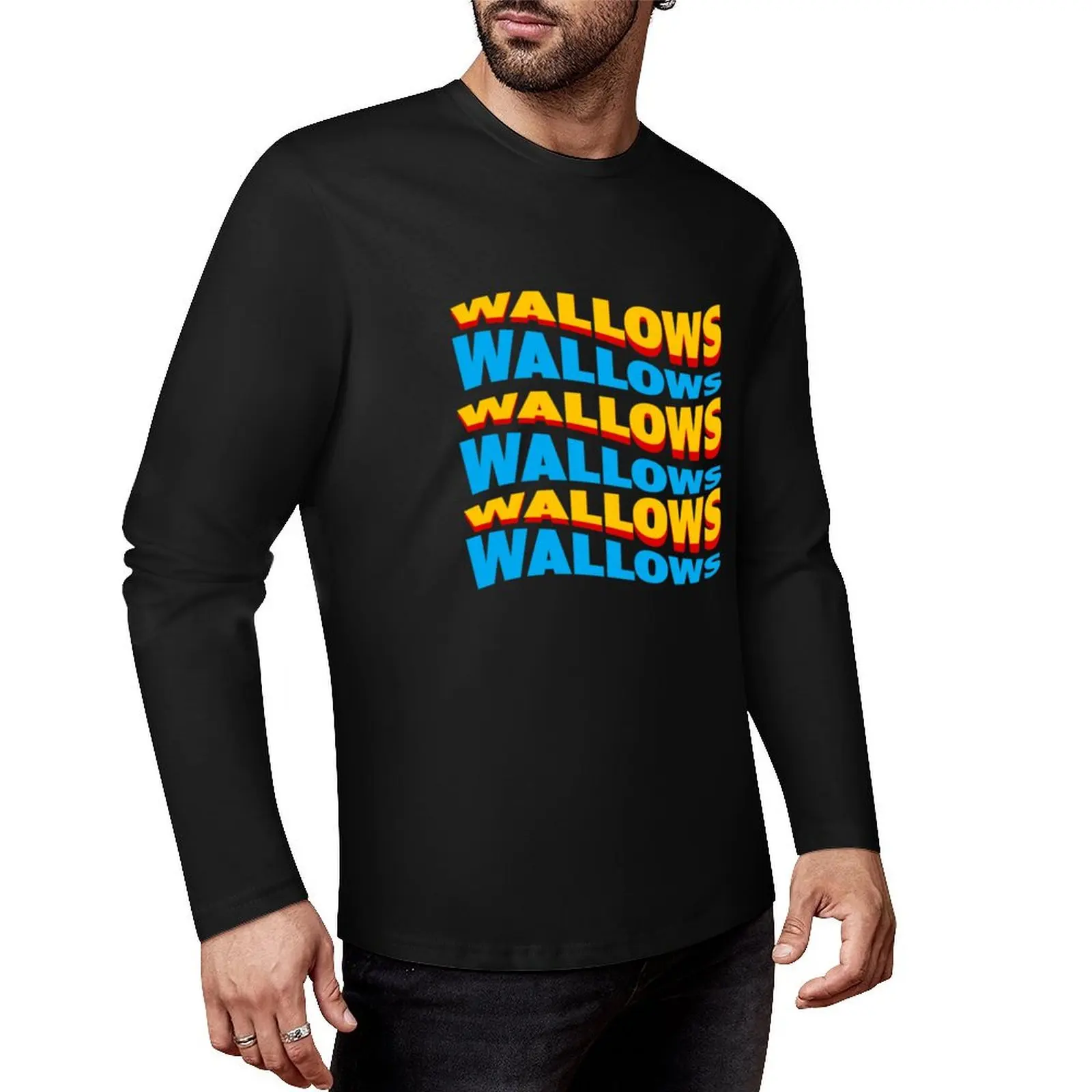 WALLOWS - yellow blue wave Long T-Shirt Oversized t-shirt aesthetic clothes oversized t shirt mens t shirt graphic