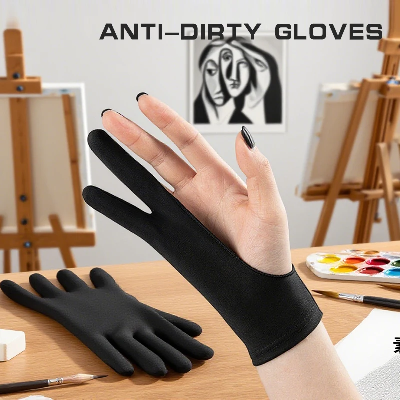 قفازات رسم يدوية مضادة لللمس بإصبعين للكمبيوتر اللوحي شاشة لوحة رقمية تعمل باللمس رسم مضاد للحشف مستلزمات فنية للرسم الزيتي