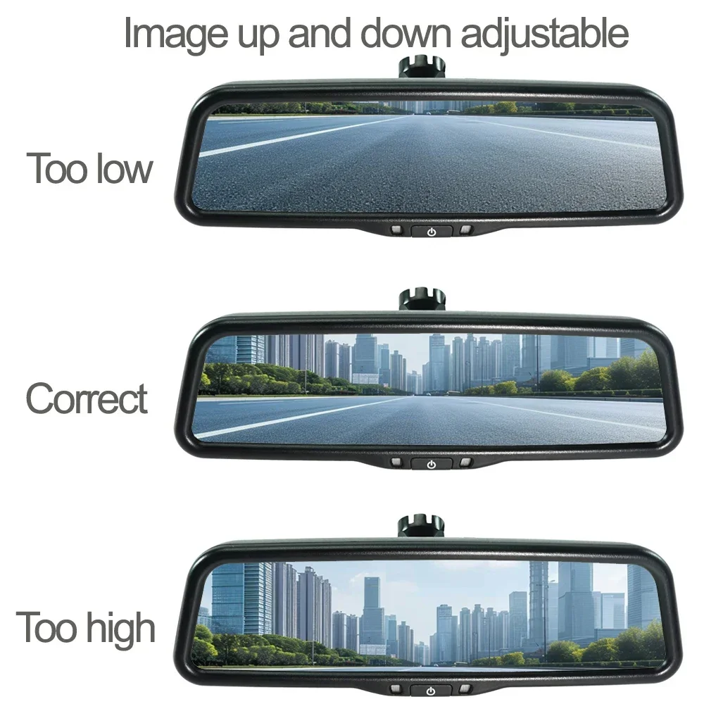 9.66 Inch Rear View Mirror Monitor Car Digital AHD 1080P Automatically Adjust Screen Brightness RCA 4PIN Connector