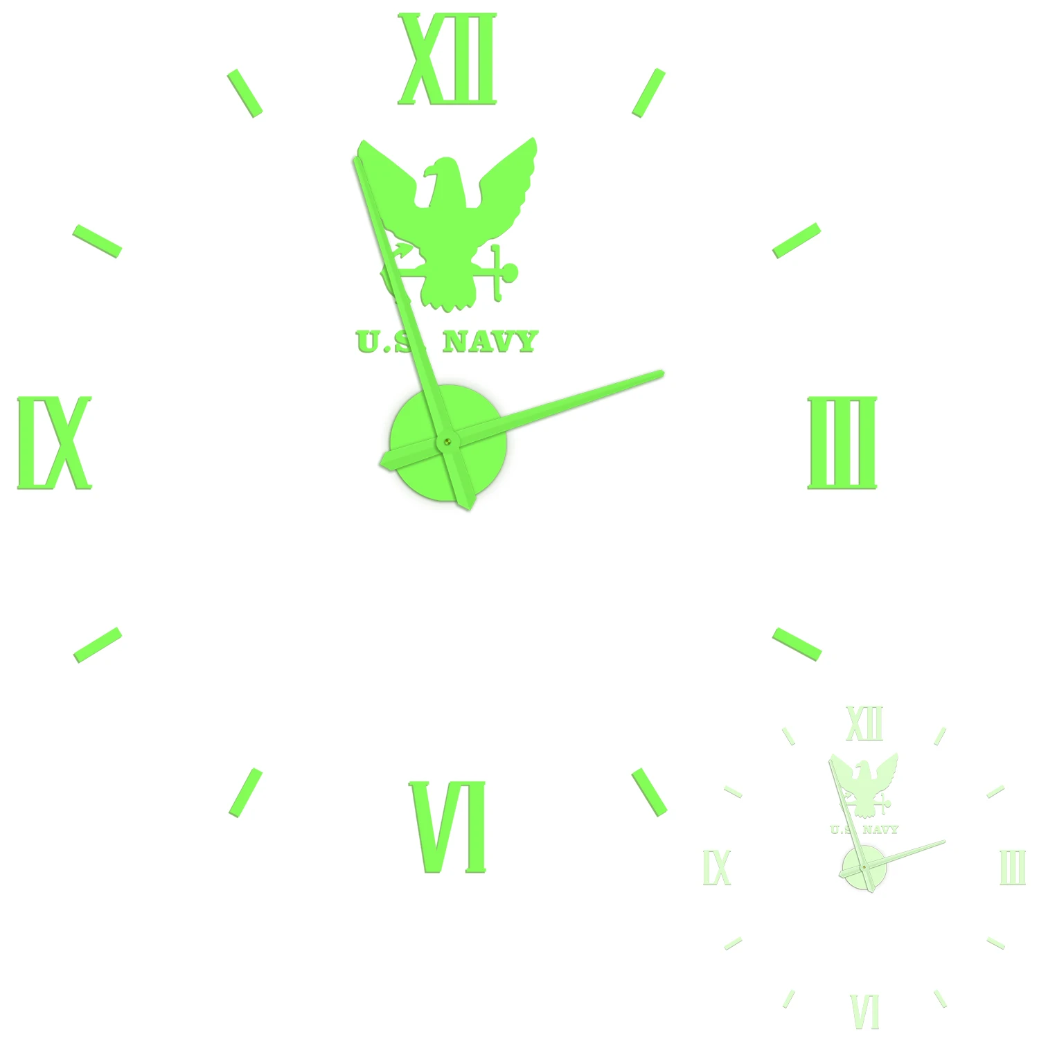 United States Navy Logo Modern Design Luminous Wall Clock US Military Service Branch Dept. Decor DIY Stickers Big Numbers Watch