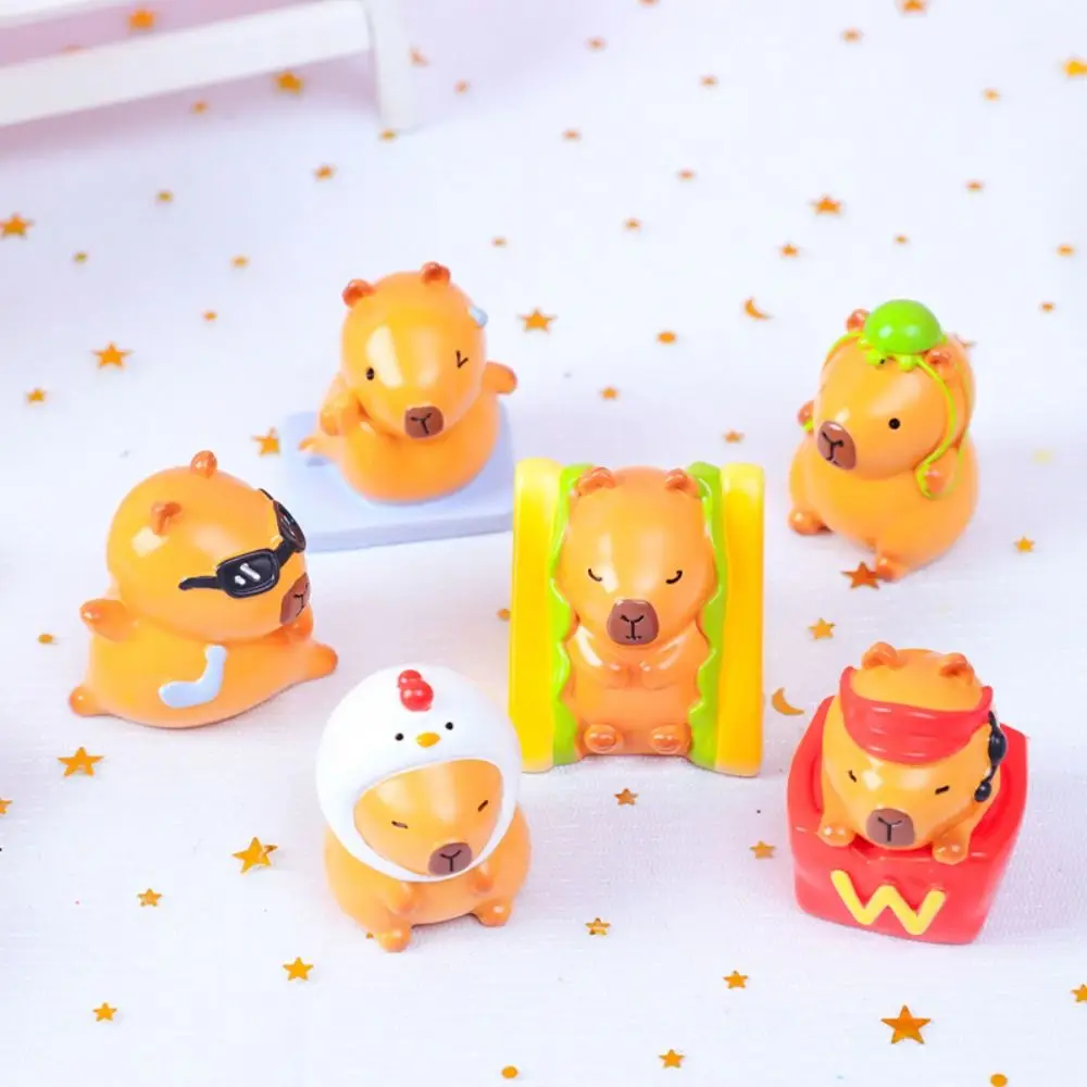 Mini figurine Capybara avec boîte ennemi, modèle animal, jouets créatifs pour enfants, résine, décoration de la maison, cadeau d'anniversaire, nouveau