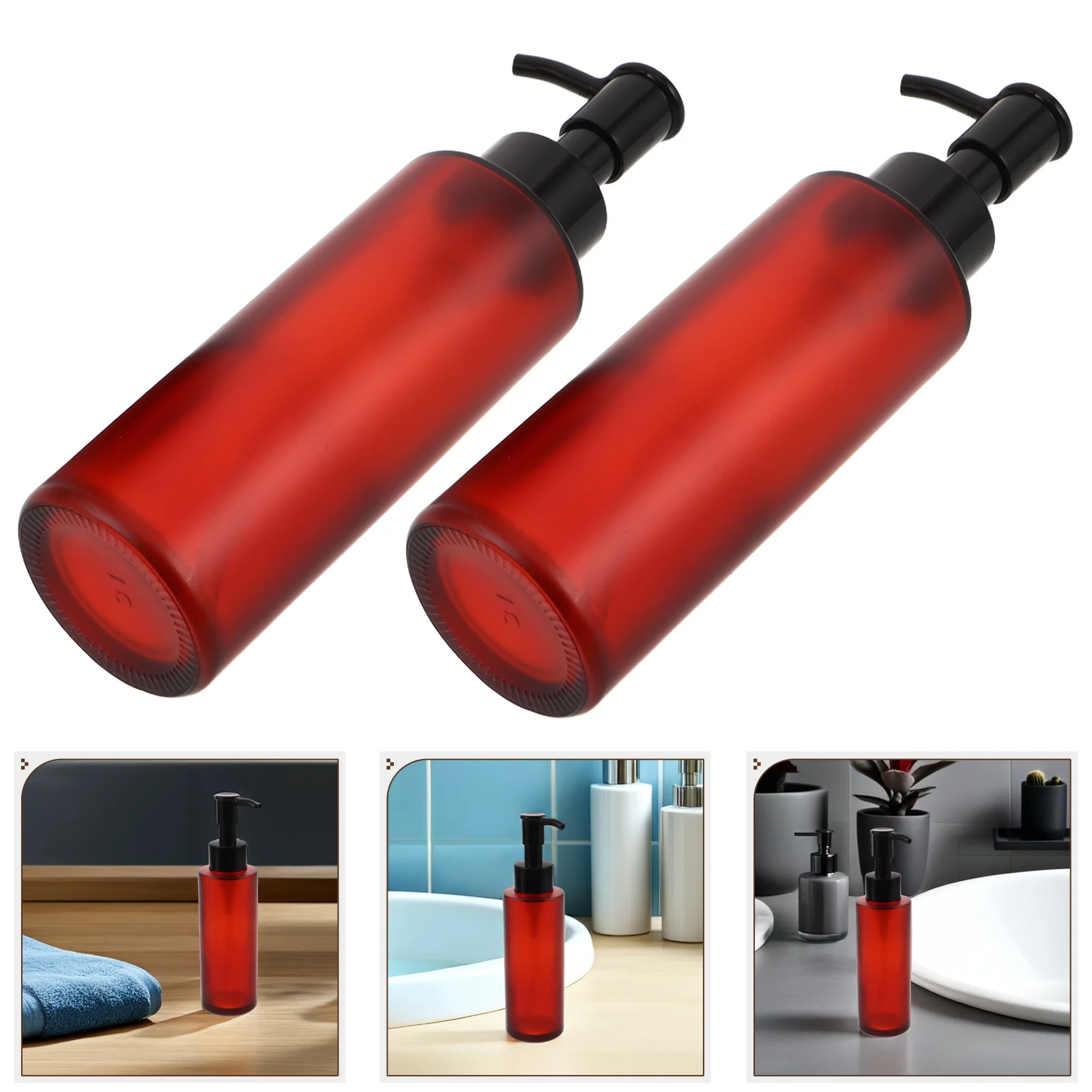 

2Pcs 100ml Amber Glass Refillable Pump Bottles Makeup Oil Remover Leakproof Dispenser Travel Lotion Containers