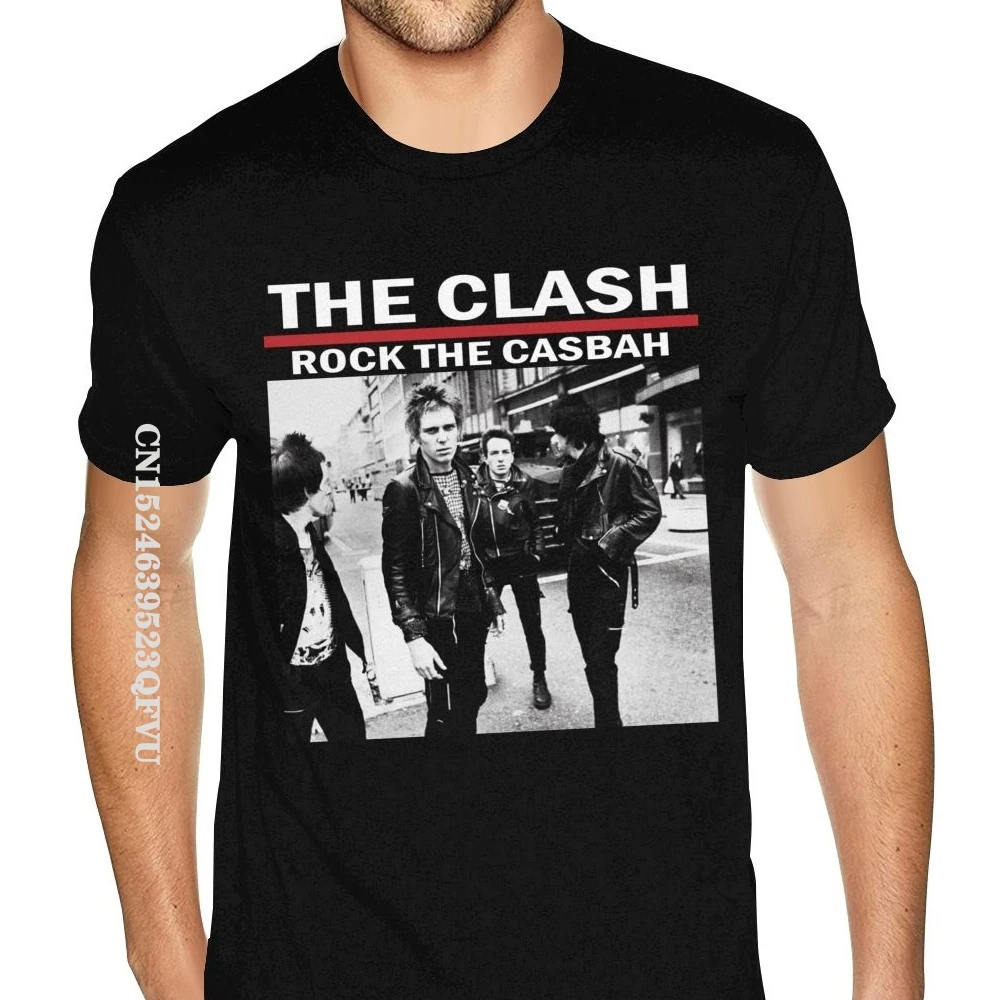 Cartoon Print The Clash Rock The Casbah Mens Tshirt Kawaii Oversized Anime Tshirt Men For Men's Small Size Black T Shirts