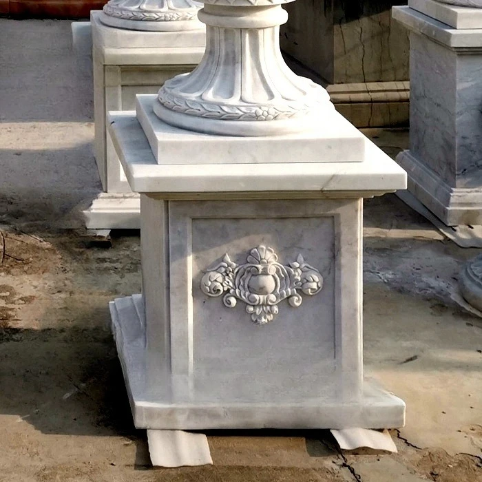 Column Square Base Pure White Marble Bracket Base