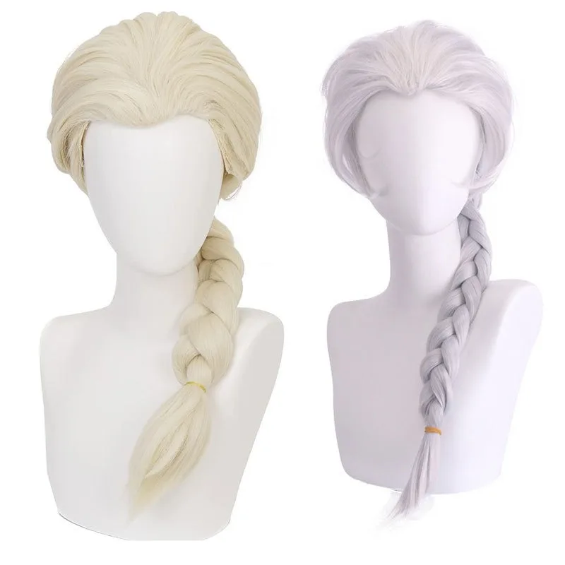

Anime Frozen Princess Role Headgear Elsa and Anna Character Ponytail Wig Dinner Party Woman Princess Dress Match Long Hair