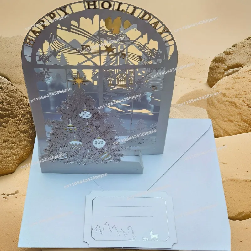 Christmas Card Folding Decoration Blessing Thanksgiving Card Leave A Message Greeting Card Three-dimensional Desktop Ornament