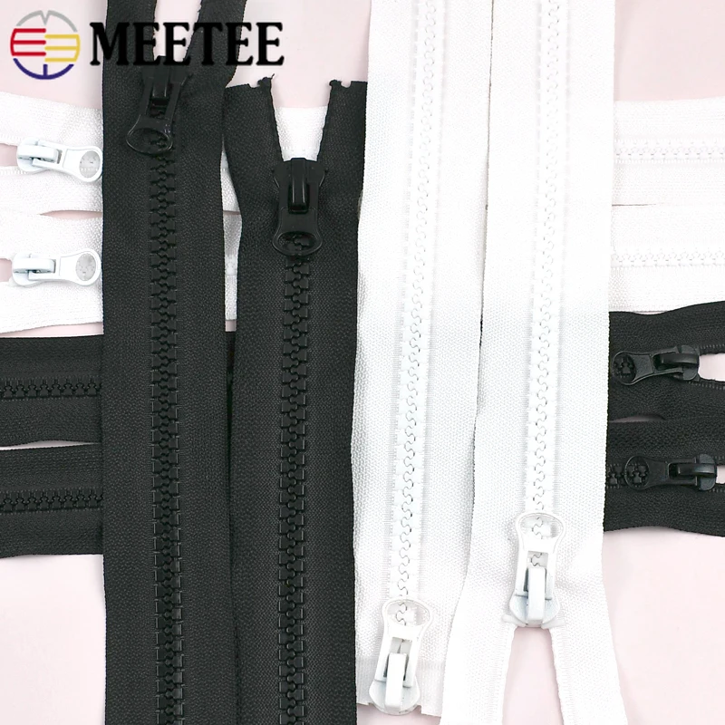 

Meetee 5# 8# Single/Double Slider Resin Zippers for Sewing 60-300cm Long Open-End Zips Clothes Closure Zipper Repair Accessories