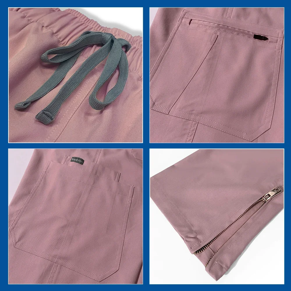 Conjunto de bata quirúrgica con cinturón para mujer, uniforme de clínica de mascotas, Color sólido, precio al por mayor