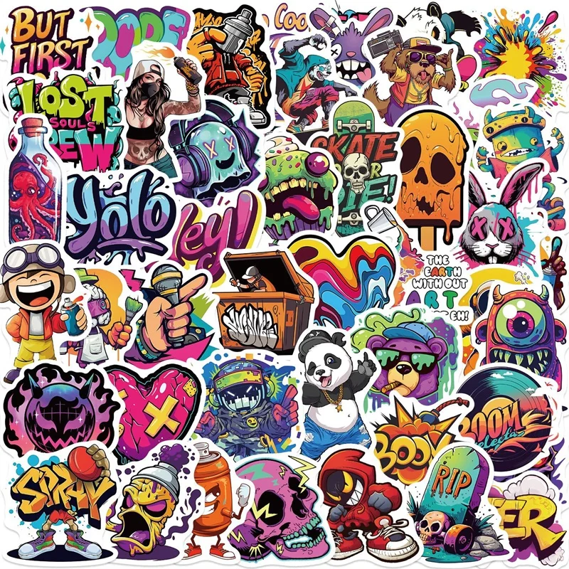 10/30/50 قطعة مضحك الشارع الطلاء البلاستيكية لزجة ملصق الجمالية DIY بها بنفسك الأطفال الديكور سكرابوكينغ لوازم المحاسبة اليدوية