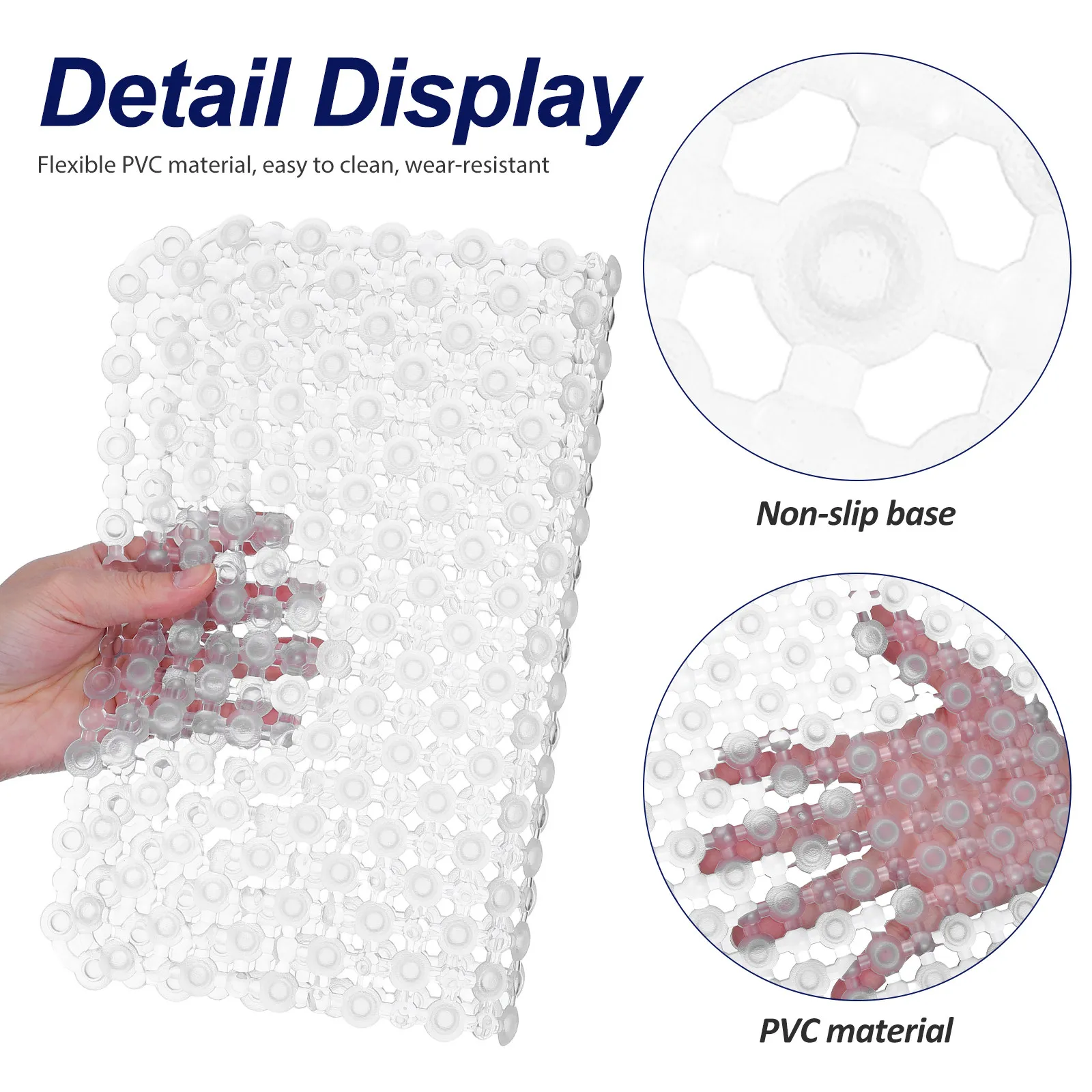 

Kitchen Sink Drying Mat Rectangular Sink Protector 15.75x11.81 Inch Non-Slip Drainage PVC Dish Drainer Pad for Plates Cups