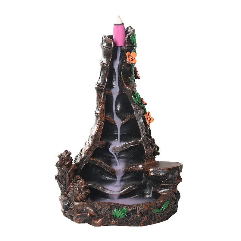 With 20Cones Mini Rockery Home Decoration Incense Holder Resin Censer Backflow Cones