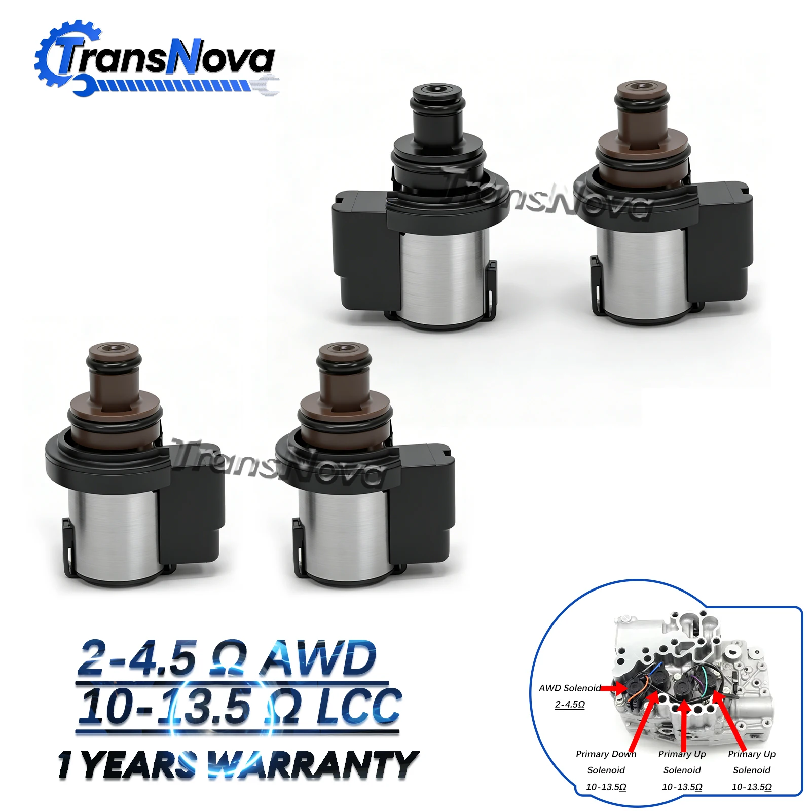 

TransNova 4Packs 31825AA050 TR580 TR690 Solenoid Torque Converter Lock-Up AWD LCC CVT Transmission For Subaru FORESTER IMPREZA