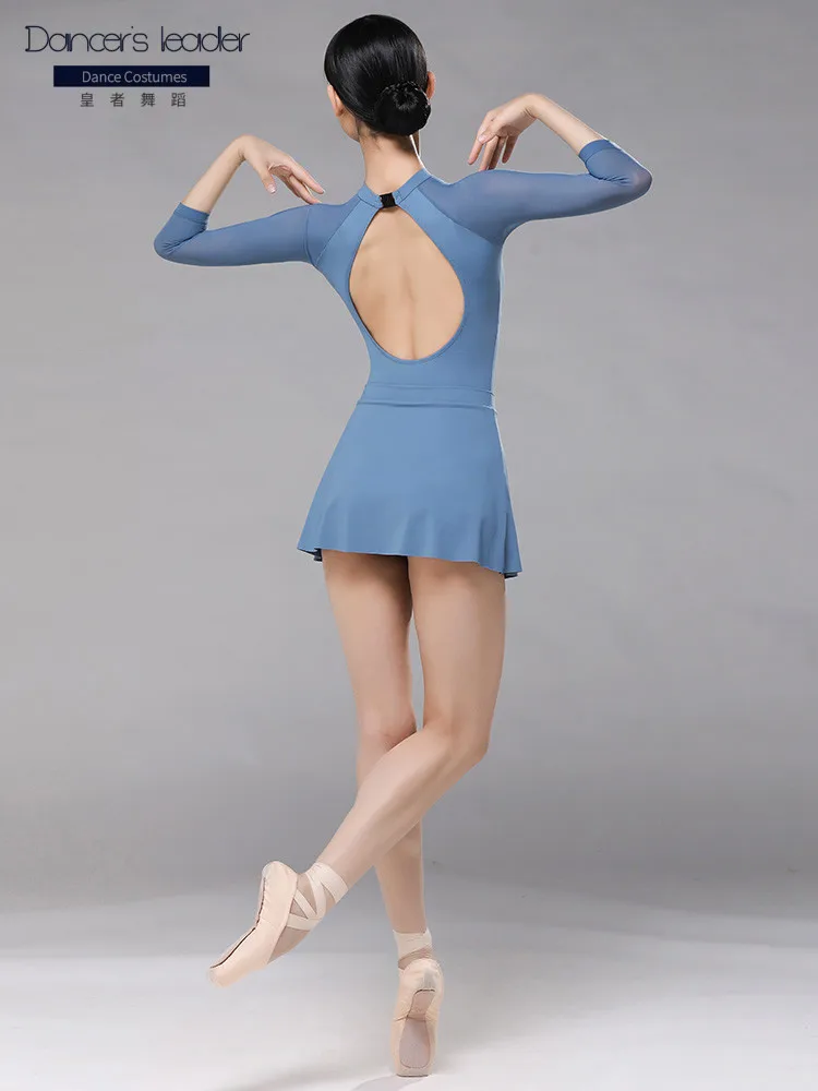 여성용 발레 레오타드, 작은 V넥 스탠드 칼라 댄스 의상, 성인 체조 레오타드 발레리나 무대 의상