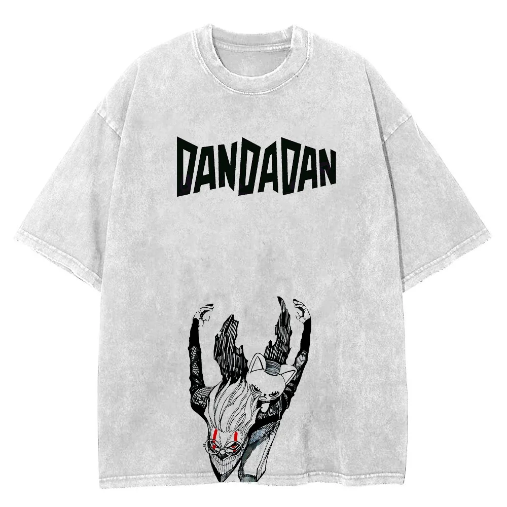 

Men Streetwear Washed White T-shirt Harajuku Anime Graphic Print Oversize Tshirt Fashion Summer Short Sleeve Cotton Tee Unisex