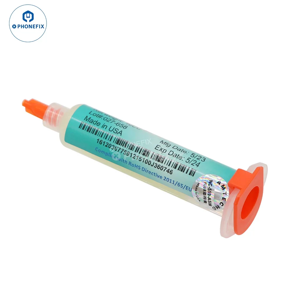 NC-559-ASM 10cc BGA No-Clean Solder Flux Paste for SMT Reballing Solder Paste Welding Oil Flux Grease With Flexible Tip Syringe