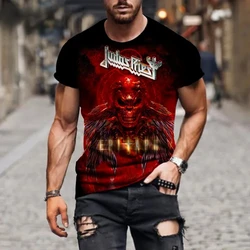 Fashion Hip Hop Rock Judas Priest Band 3D Printed T Shirts For Men Summer New Casual Short Sleeve Street Trend Oversized T-shirt