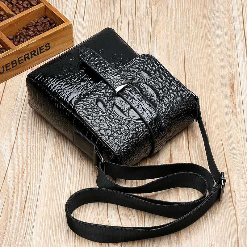 Men's Crocodile Pattern Busin Crossbody Bag Faionable oulder Bag Soft PU Leather Leisure Scene Vertical ape сумка 가방