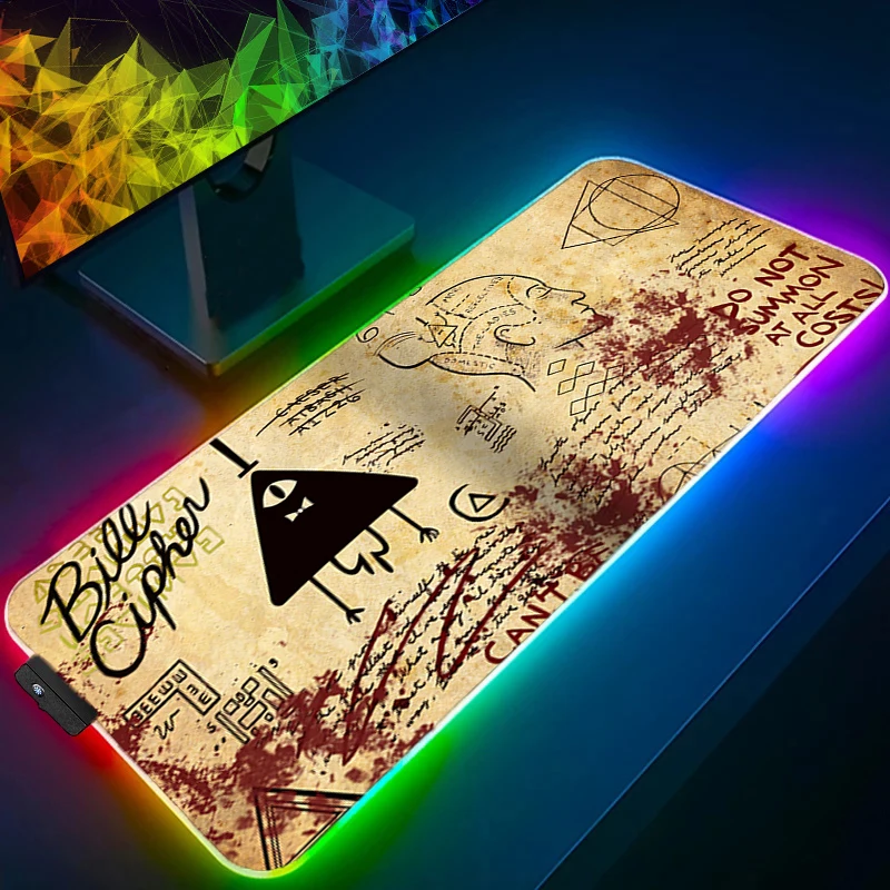 RGB Mouse Pad Gravity Falls Larger XXL Lock Edge Backlight Speed Pc Computer Keyboard LED Desk Mat Gaming Accessories Mousepad