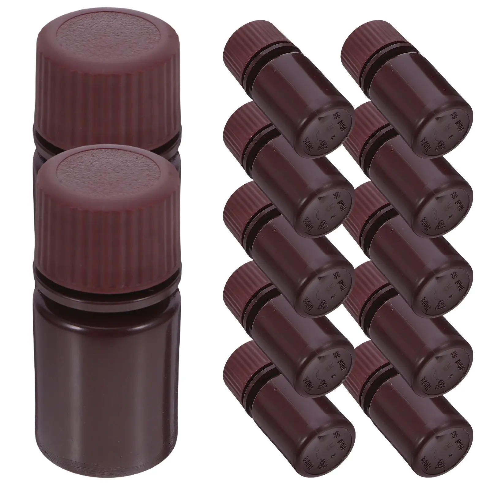 12Pcs Amber 10Ml Wide Mouth Lab Reagent Bottles Chemical Sample Storage Bottle Uv Protective High Temp Resistant Plastic Lab