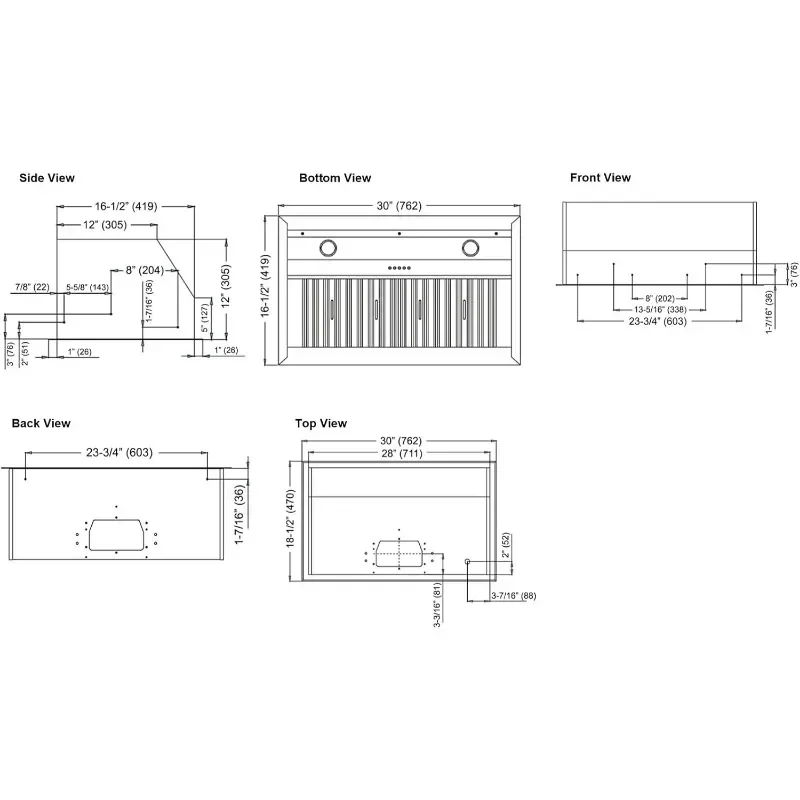 غطاء محرك مجموعة Sin ، الفولاذ المقاوم للصدأ ، 30 ، X2630sq ، in