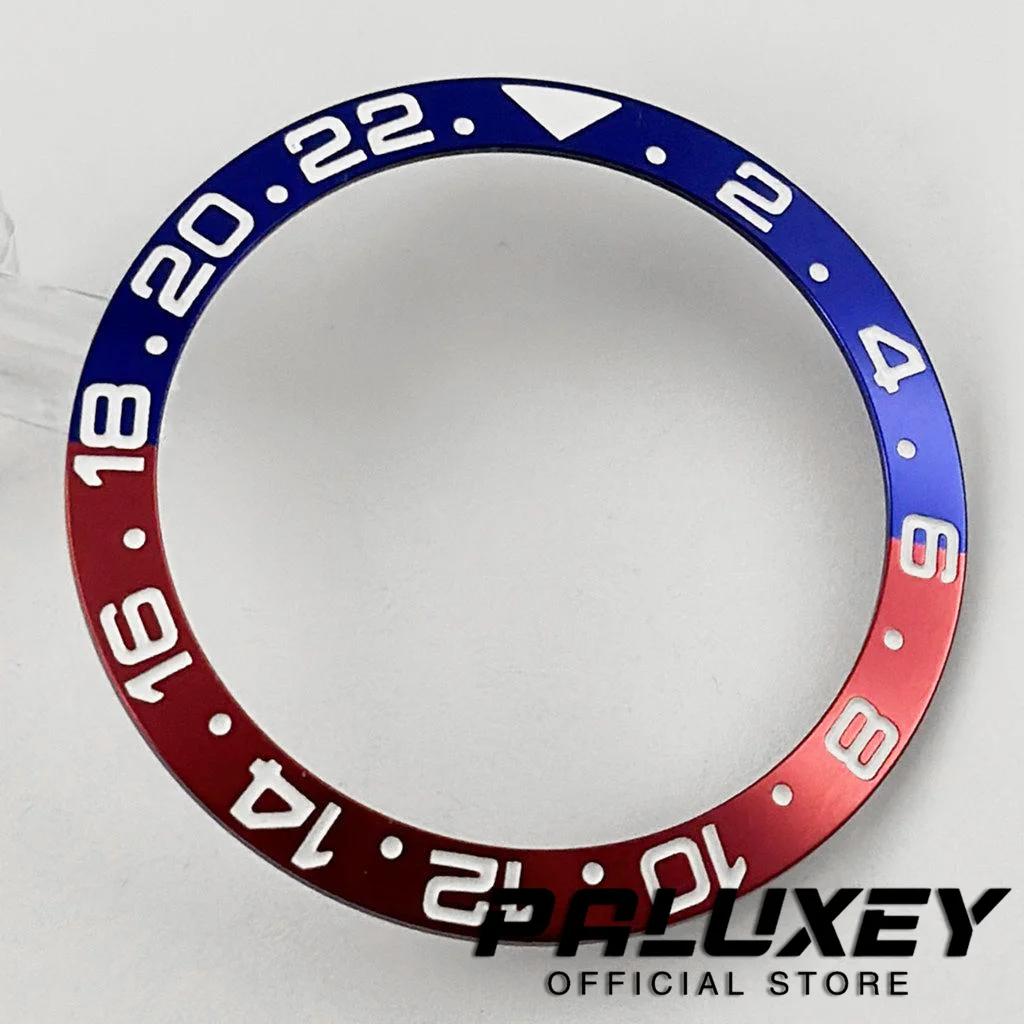 المنحدر الأزرق الأحمر 38 مللي متر * 30.6 مللي متر جودة عالية الغوص الألومنيوم الحافة إدراج صالح 40 مللي متر حالة NH35 NH34 NH36 GMT ساعة يد تعمل بالحركة الأوتوماتيكية