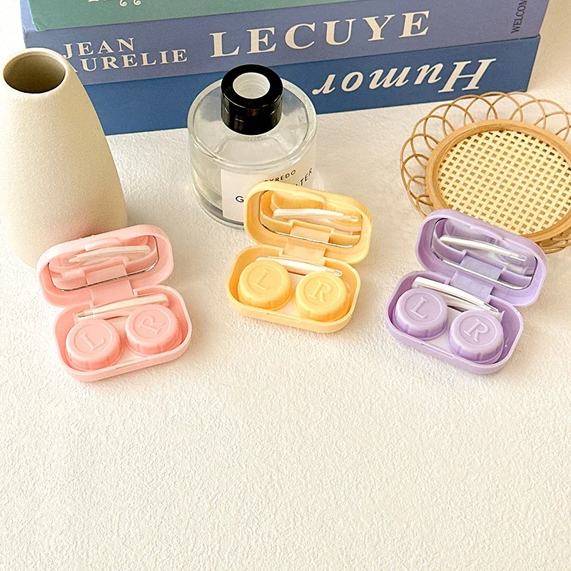 

Candy Color Contact Lenses Box Cute Bow Portable Contact Lens Case With Tweezer Remover Tool Stick Set For Travel Kit Holder