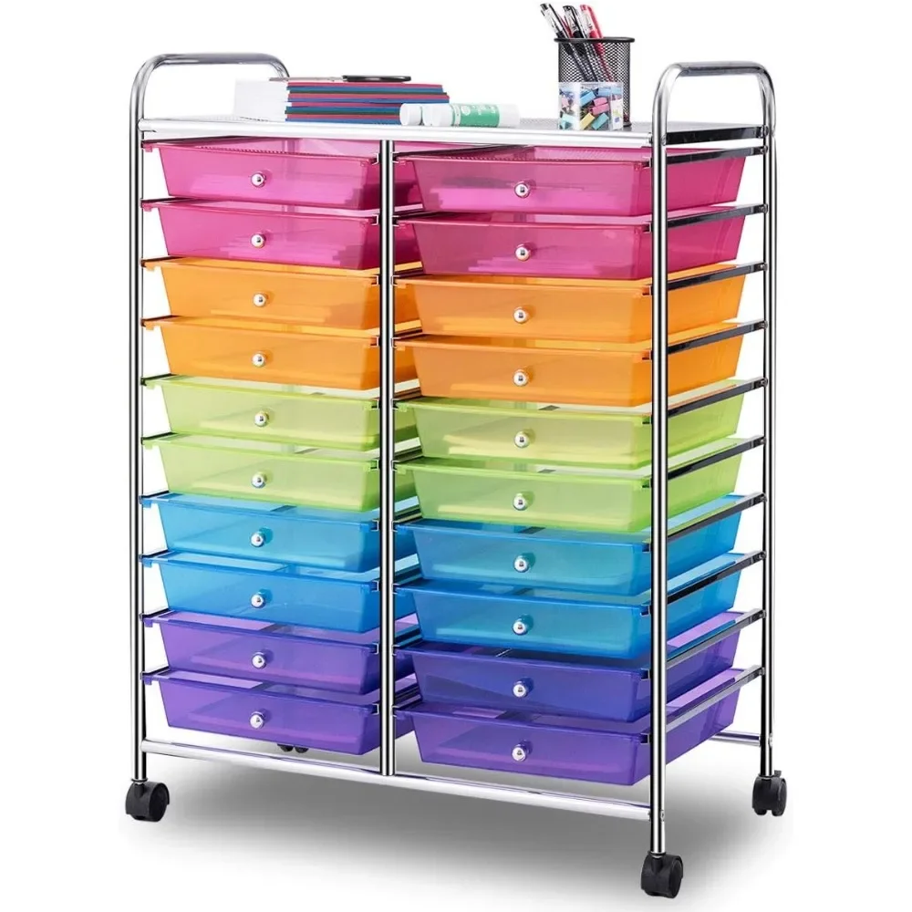 

Giantex 20 Drawer Rolling Storage Cart Tools Scrapbook Paper Office School Organizer, Multicolor