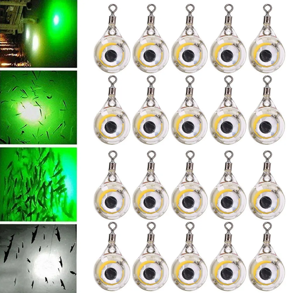 10-50X Led Fishing Lure Night Light Led Deep Mini Eye Shape Underwater  Lighting Lamps Ligthting Squid Equipment White