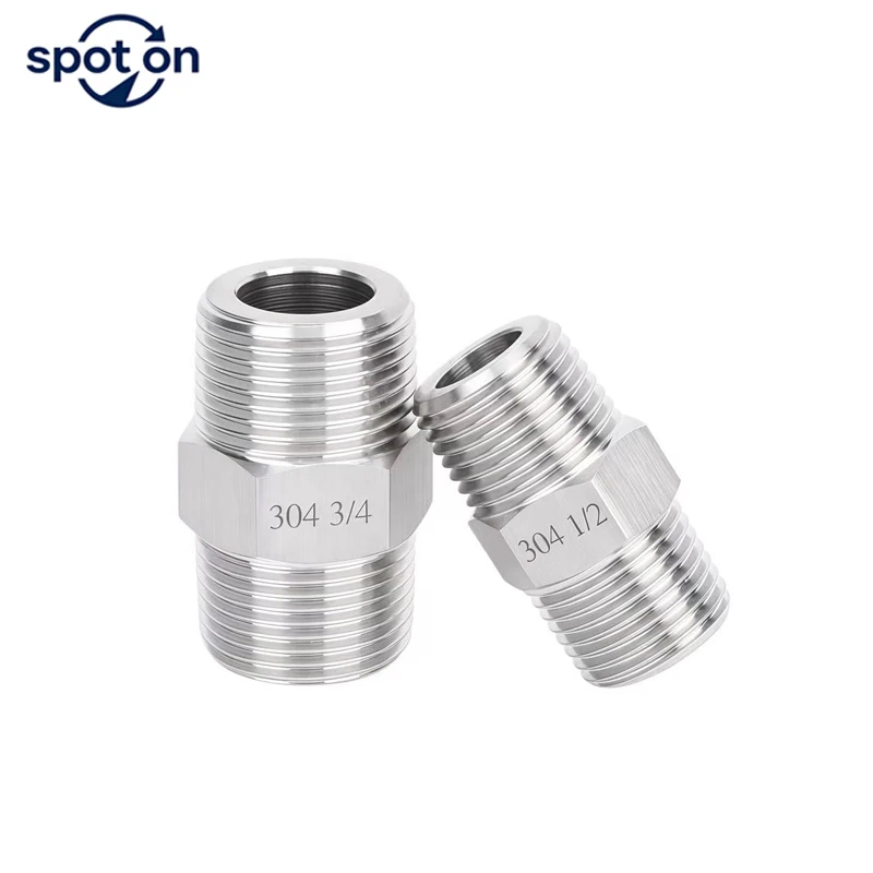 

High Pressure 1/8" 1/4" 3/8" 1/2" 3/4" NPT BSPT Hex Nipple 304 Stainless Steel Equal/Reducer Male Threaded Pipe Fittings