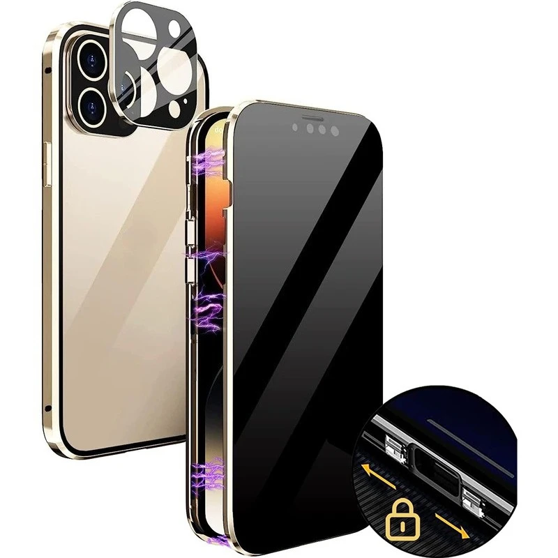 

360 ° Защитный магнитный чехол для iPhone 17, 16, 15, 14, 13, 12, Pro Max, мини-чехол с двусторонней пряжкой и защитой камеры