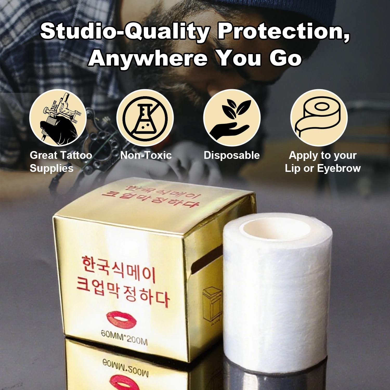 2 Roll 42/60mm Clear Tattoo Preservative Film Waterproof Plastic Film for Microblading Eyebrow  Lip Permanent Makeup Accessories