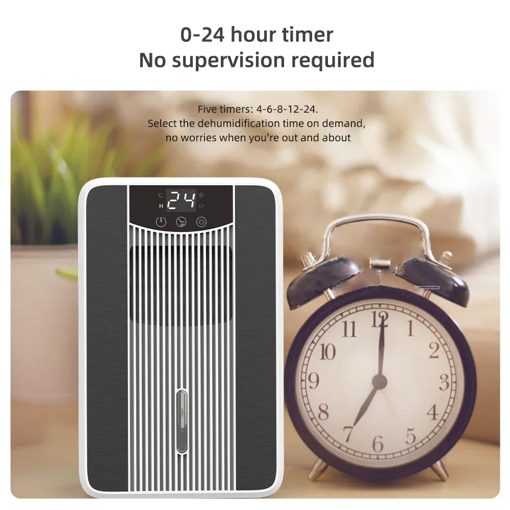 مزيل الرطوبة الممتص للرطوبة لغرفة النوم والمكتب المنزلي بسعة 42 أونصة، تشغيل صامت، مع أضواء ملونة، مفتاح مؤقت