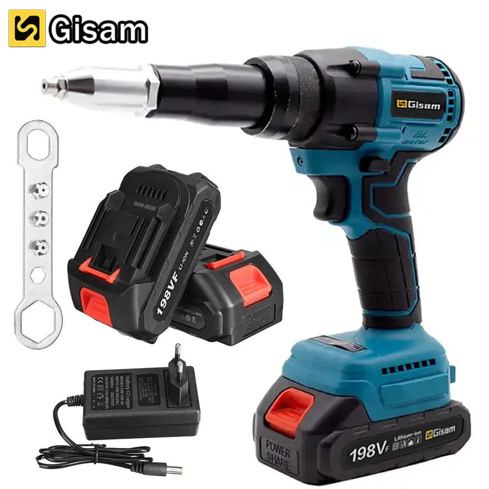 Cordless Electric Riveter Gun Brushless Rivet Screwdriver Rechargeable Rivet Nut Gun Power Tool LED Light for Makita 18V Battery