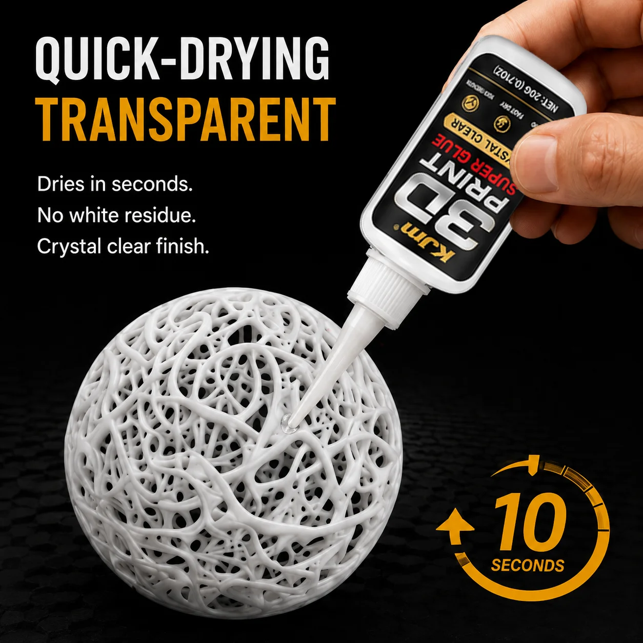 3D Printing Model Instant Adhesive Super Glue Transparent Quick Bond for PLA ABS Parts Crack Fix - DIY Hobby Handcraft Assembly