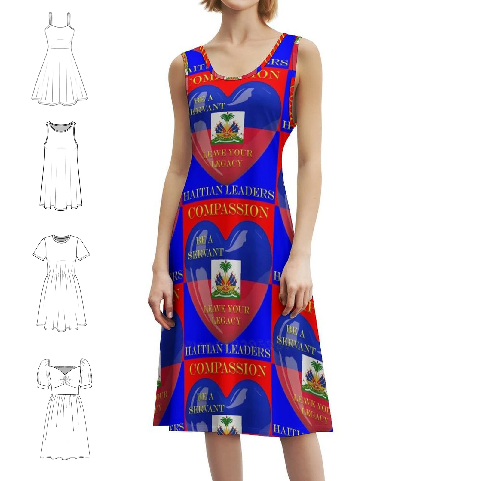 الرحمة قادة الهايتية البوهيمي بلا أكمام فستان متعدد الطباعة شاطئ عطلة فستان حفلة الرحمة القادة الهايتية هايتي #1