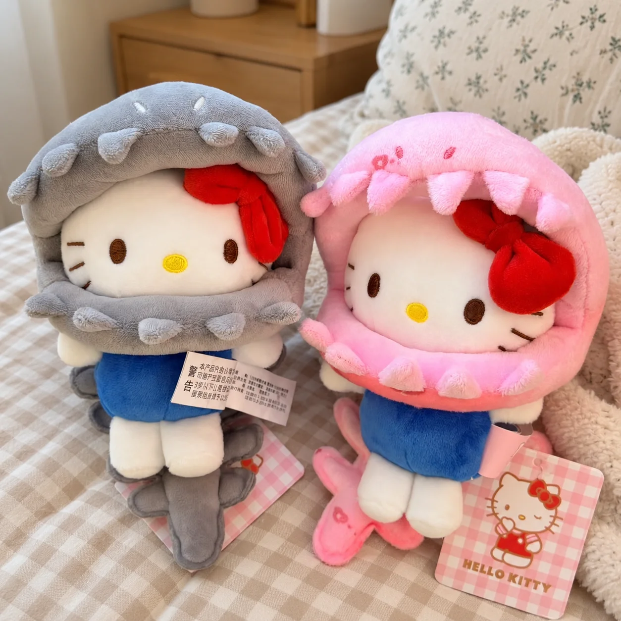 Sanrio Dinosaur Bone Hello Kitty Couple Matching Bag Charm Pendant Bag Accessory Cartoon Collectible Doll Girls Couple Gift