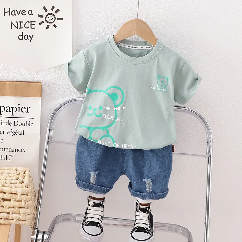 

Summer Baby Boy Clothes 2024 Childrens Cartoon Pullover Short Sleeve T-shirts and Shorts Two Piece Set Kids Bebes Jogging Suits