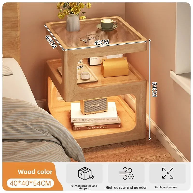 Solid wood bedside table, bedside storage cabinet, creative small cabinet, household bedroom bedside shelfsturdy and durable