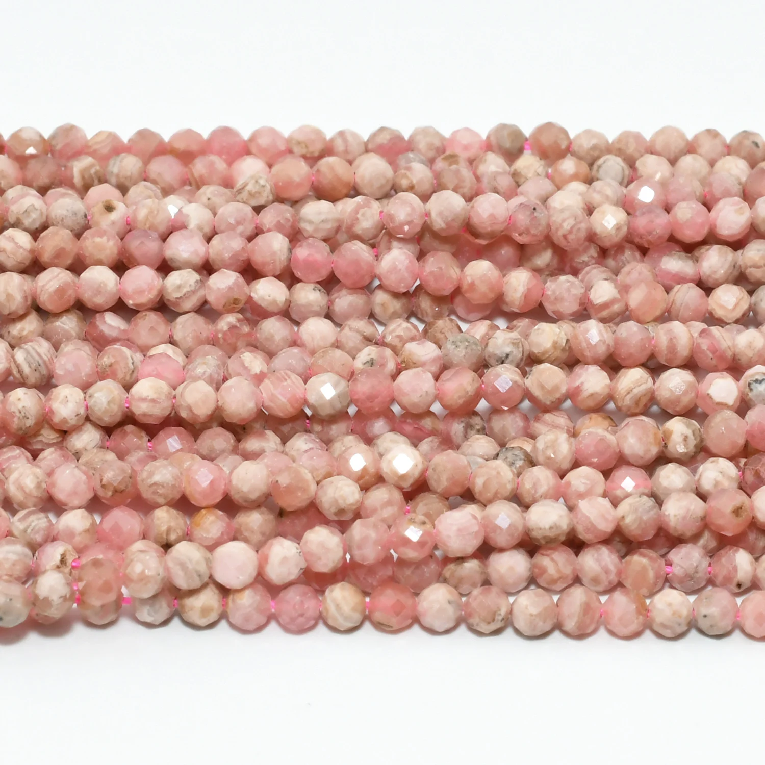 Natural Rhodochrosite Faceted Round Beads 3.5mm