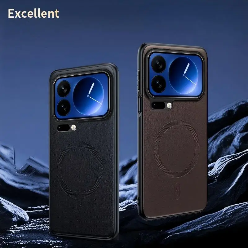 Magnetische Hülle für Xiaomi 17 Pro Max Ultra 17Max Mi 17 Mi17, kabelloses Laden, luxuriöses PU-Leder, stoßfest, Business-Design, weiche Schutzhülle.