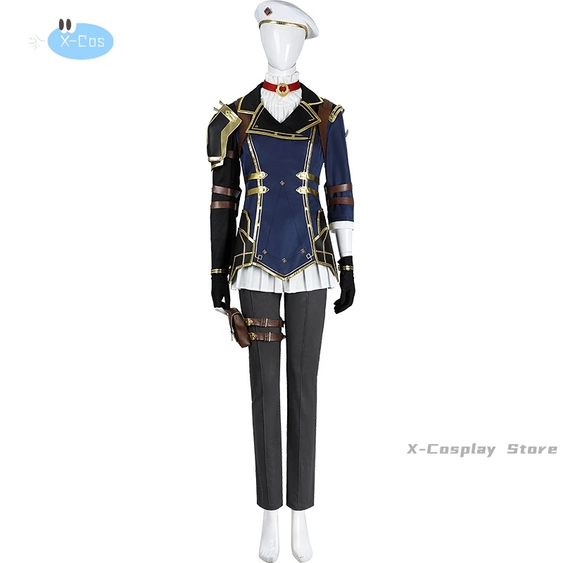 Woman Fancy Arcane Caitlyn Cosplay Kiramman Hat Coat Clothing Game LoL Costume Disguise Roleplay Fantasia Outfits Wig