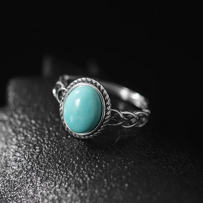 Hotan Jasper Women Inlaid Marcasite Ring Retro Openwork Texture Flowing Water S925 Ring