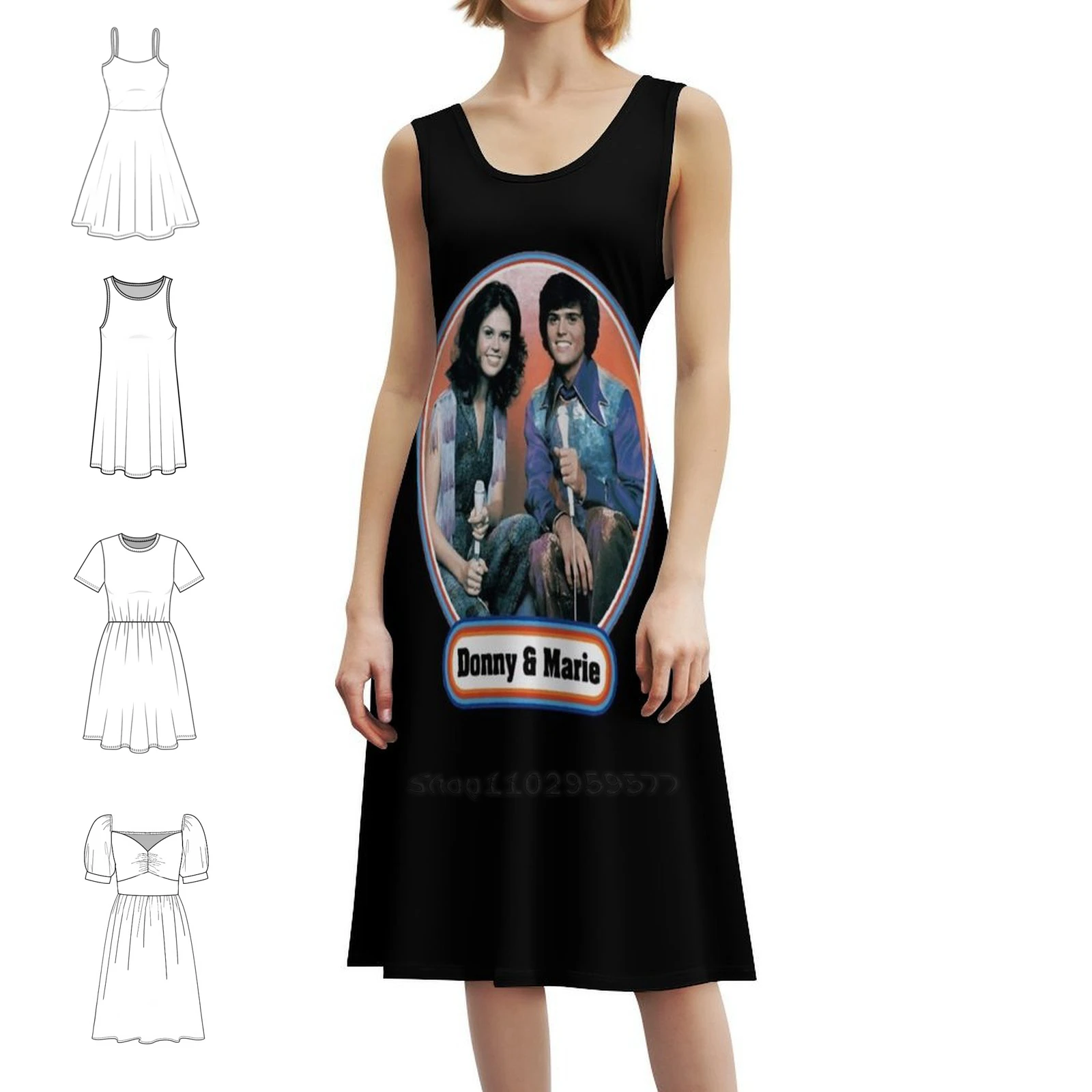 Day Gift For Donny And Marie Osmond Gifts Music Fans Women's Hip Hop Streetwear Dress Graphic Print Party Club Wear Day For