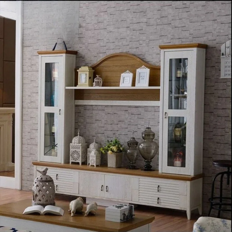 

Pure American Mediterranean floor cabinet pastoral 2.2 meters TV wine cabinet combination living room furniture